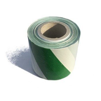 Taśma ostrzegawcza biało zielona 70mm/100m