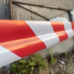 Taśma ostrzegawcza biało-czerwona 70mm-500m bez kleju PE