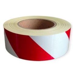 Taśma odblaskowa biało-czerwona 50mm/50m